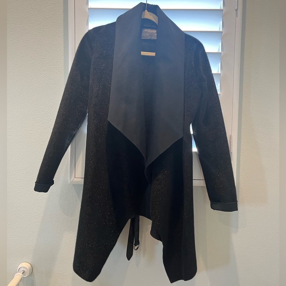 AllSaints Black Draped Trench Coat